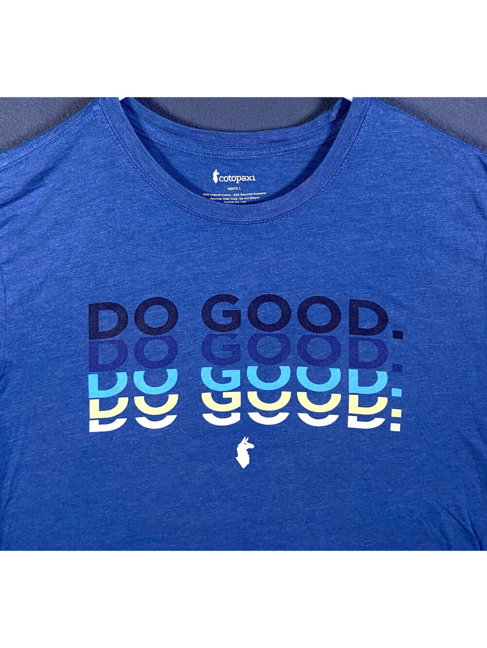 Cotopaxi Do Good T Shirt Men's Size L Blue Short Sleeve Crewneck L Organic EUC!
